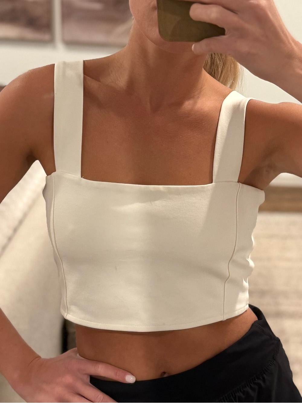 Zara Cream Wide-Strap Crop Top